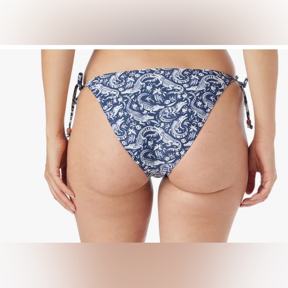 Fair Harbor Navy White Crocodile Side Tie Bikini Bottoms Size Small NWT - Picture 4 of 8